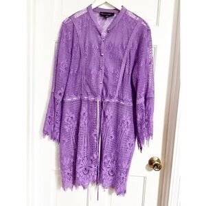 Colleen Lopez Purple Tunic Shirt Cardigan Sz 1X